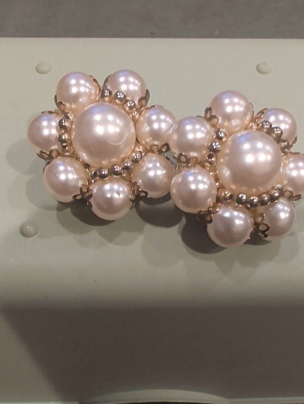 Classic Faux Pearl Cluster Clip-On Earrings - Cream
